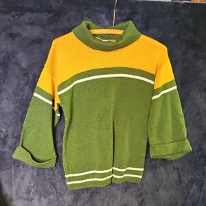 Vintage Green and Yellow Women's Sweater